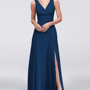 Surplice Tank Long Chiffon Bridesmaid Dress Marine
